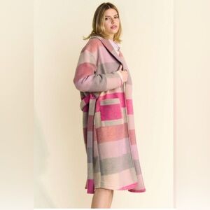 Davi & Dani Pink Color Block Coat